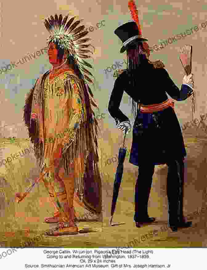 A Historical Painting Depicting Chief White Pigeon And A Group Of Native Americans Using The Old Sauk Trail, Highlighting The Interconnectedness Of Their Lives. The Legend Of Chief White Pigeon And The Old Sauk Trail