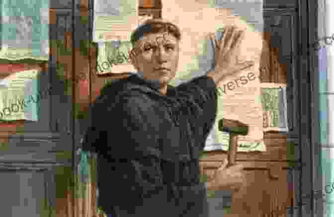 An Image Of Martin Luther Nailing His Ninety Five Theses To The Door Of The Wittenberg Church. The Sword And The Cross